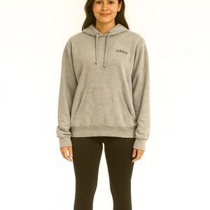 Adidas Oversized Medium Grey Hooded Athleisure Sweatshirt